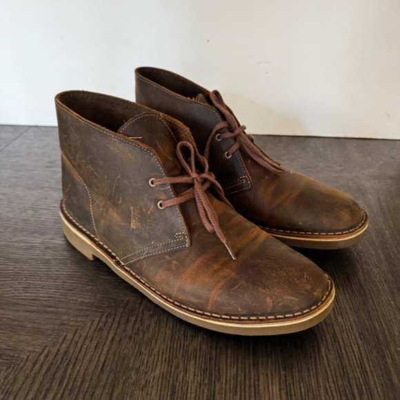 Clarks Chukka Boots Mens Brown Leather Bushacre 2 Desert 10.5M STYLE: 15522 - Picture 1 of 10